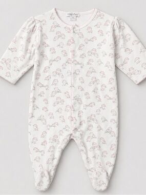 Kissy Kissy white and pink lamb print Pima cotton footie 3-6 months